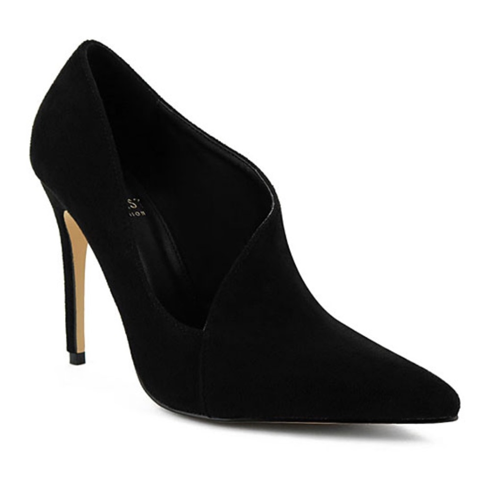 Vera - Suede Side Peep Pump Black